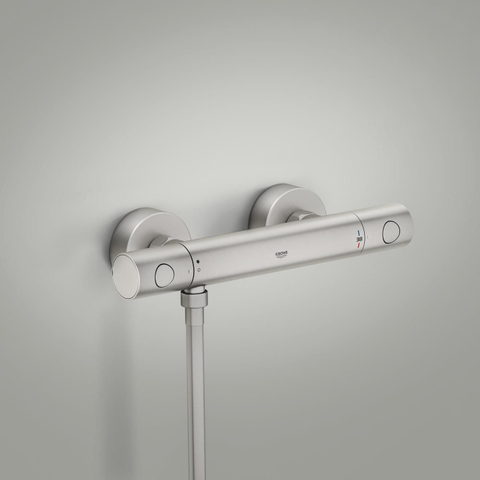 GROHE Grohtherm 800 Cosmopolitan douchethermostaat - 15cm - met koppelingen - supersteel (rvs) SW1477605