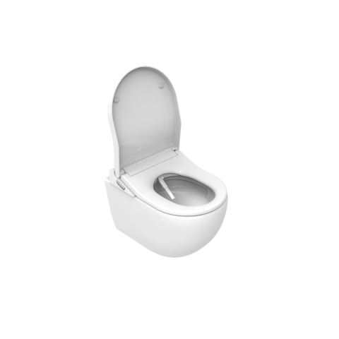 Bidetwash Optima douche-wc-zitting met wandcloset – set – compact 36,5x51 cm – glans wit SW1576442