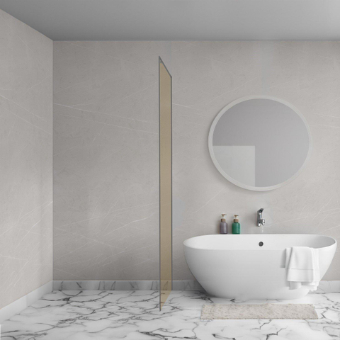 Aqua Vista Oria Cuadra zijwand - 100x200cm - voor douchecabine - 8mm - champagne glas - gunmetal (antraciet) SW1245002