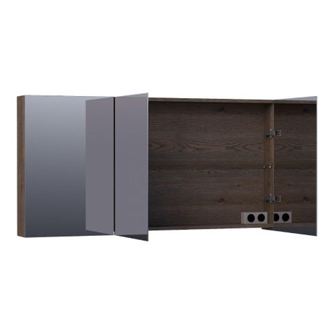 BRAUER Impress armoire de toilette – 139 x 70 x 15 cm – 3 portes, portes-miroir double face – Chêne noir SW392926