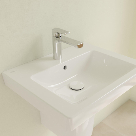 Villeroy & Boch Subway 2.0 wastafel - 55x47cm - 1 kraangat - met overloop - White Alpine (glans wit) 1024088