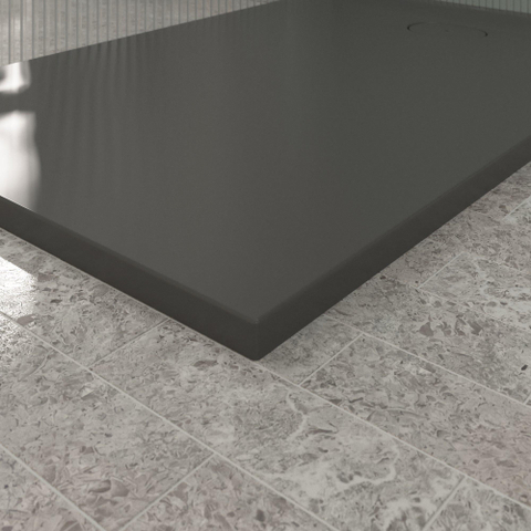 Villeroy & Boch Ecora douchebak - 140x90x3.5cm - afvoer korte zijde - anthracite (antraciet) SW1558901