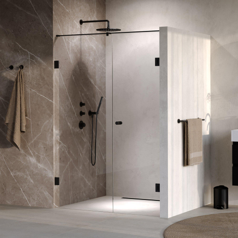 BRAUER Void Carving porte de douche - 140x200cm - porte pivotante 70cm côté mur - noir mat SW1418226