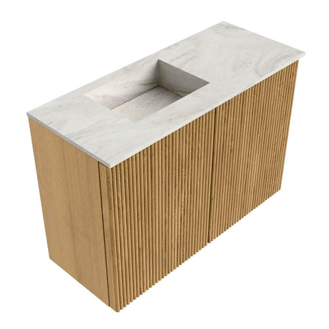 Mondiaz JOYA-DLUX 60cm meuble de toilette - couleur Chêne - Vasque FAYE position Gauche 1 trou de robinet couleur Ostra. SW1422187
