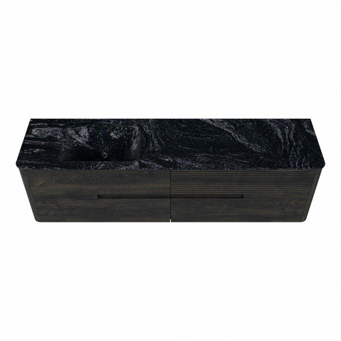 Mondiaz CIRO-DLUX Meuble de salle de bains - 180x45x50cm - Plan-vasque solid surface Lava - 1 lavabo à gauche - sans trous de robinetterie - 4 tiroirs - Shadow SW1532498