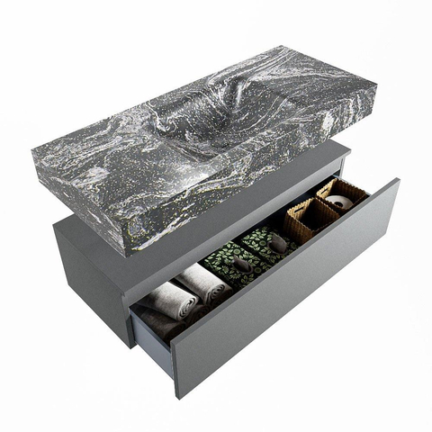 MONDIAZ ALAN - DLUX Ensemble meuble de salle de bains - 110cm - meuble bas - Plata - 1 tiroir - lavabo suspendu - cuve au centre - 0 trous de robinet - Lava SW808448