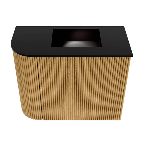 Mondiaz JOYA Meuble de toilette 51,6cm - arrondi gauche couleur Oak - Lavabo FAYE position Droite 1 trou de robinet couleur Urban SW1421266