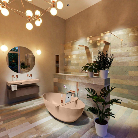 MONDIAZ ROCK Baignoire îlot - 170x70cm - couleur Plata / Talc SW1015106