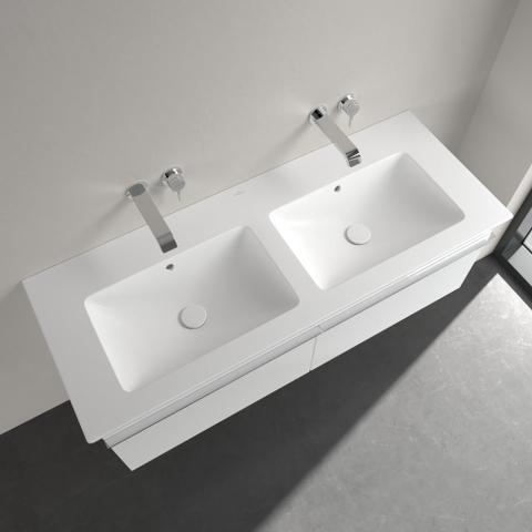 Villeroy & Boch Venticello lavabo - 130x50x17cm - sans trou de robinet - stone white mat SW209621