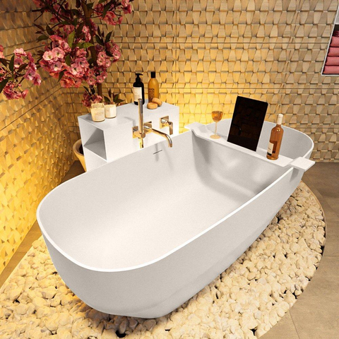 MONDIAZ STONE baignoire îlot - 170x75cm - linen mat (beige) SW491546
