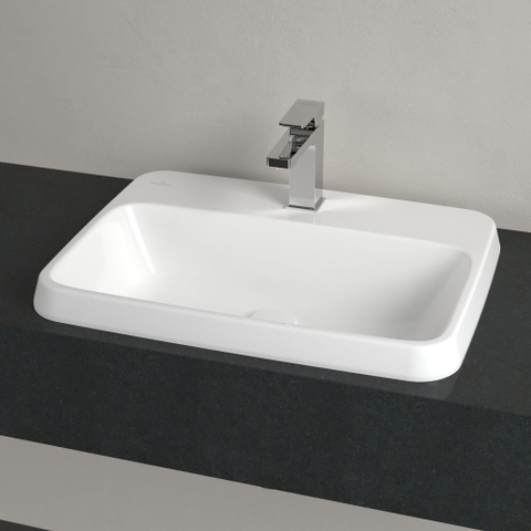 Villeroy & Boch Architectura inbouwwastafel - 60x45x17cm Rechthoek - 1 kraangat - zonder overloopgat Ceramic - White Alpine (glans wit) SW762313