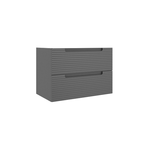 Saniclass Prime Balance Wastafelonderkast - 80x55x44.9cm - 2 lades - Geintegreerde greep - MDF - mat antraciet inclusief topblad, waskom en spiegelkast SHOWROOMMODEL SHOW26846
