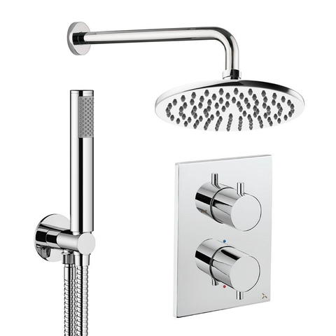 Crosswater MPRO ensemble de douche pluie encastré – douche de tête Ø 20 cm – douchette bâton – 2 leviers – chrome SW1472526