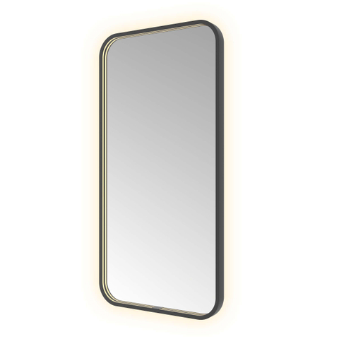 Hotbath &MORE Spiegel - 50x100cm - direct en indirect LED - spiegelverwarming - color changing - dimbaar - met afstandsbediening - PVD - geborsteld zwart SW1246090