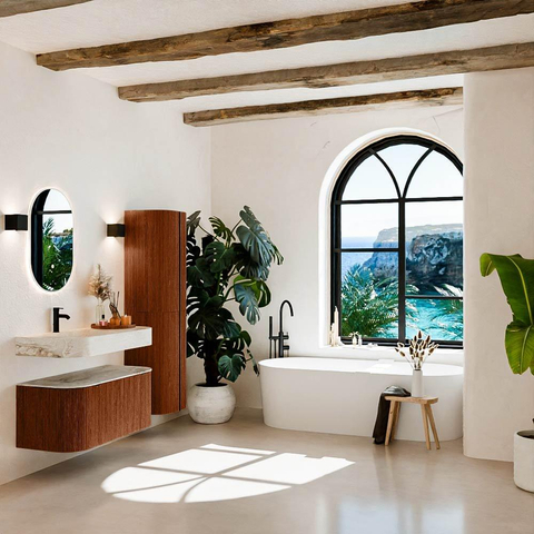 MONDIAZ THOR-DLUX 100cm meuble de salle de bains arrondi gauche + droite couleur Ruby avec 1 tiroir et 2 portes. Vasque suspendue CLOUD Gauche 1 trou de robinet couleur Frappe. SW1467358