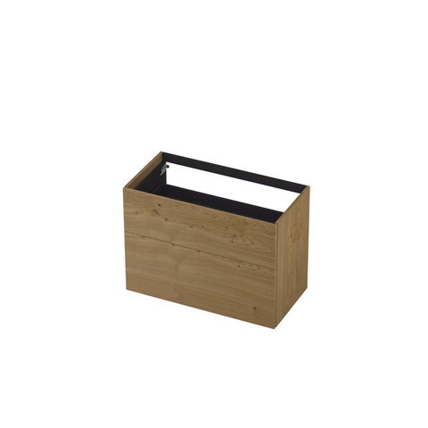 INK Wastafelonderkast - 90x45x65cm - 2 lades - push to open - met rechte opdekfronten - MDF - Natur SW493634