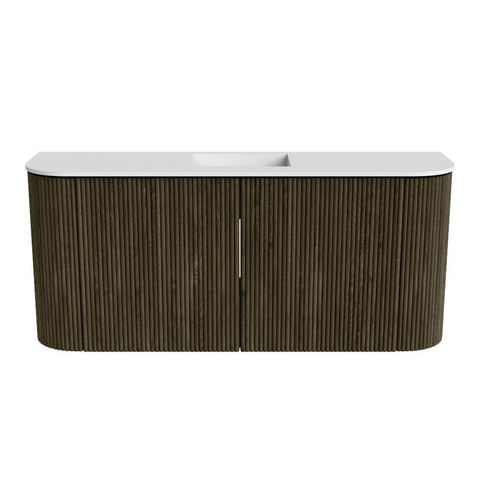 Mondiaz JOYA 93.2cm meuble de toilette - arrondi gauche et droite couleur Shadow - Vasque FAYE position Milieu Sans trou de robinet couleur Talc SW1421464
