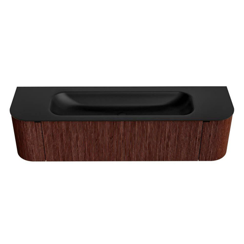 Mondiaz KURVE Ensemble de meubles de salle de bains - 170x46x40cm - 1 tiroir - 2 portes - lavabo solid surface - central - sans trou de robinet - Ruby SW1415350
