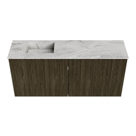Mondiaz JOYA-DLUX 90cm meuble de salle de bains - couleur Shadow - Vasque FAYE position Gauche Sans trou de robinet couleur Glace SW1422798