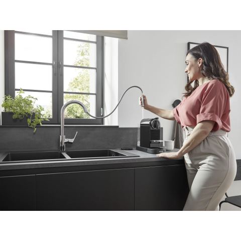 Hansgrohe Focus m41 Eengreeps keukenmengkraan - 240 met uittrekbare vuistdouche - 2 straalsoorten - hoogglans chroom GA69755