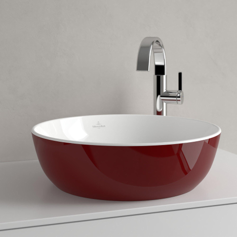 Villeroy & Boch Artis opzetwastafel - 43x43cm - zonder kraangat - zonder overloop - Bordeaux (glans rood) SW644082