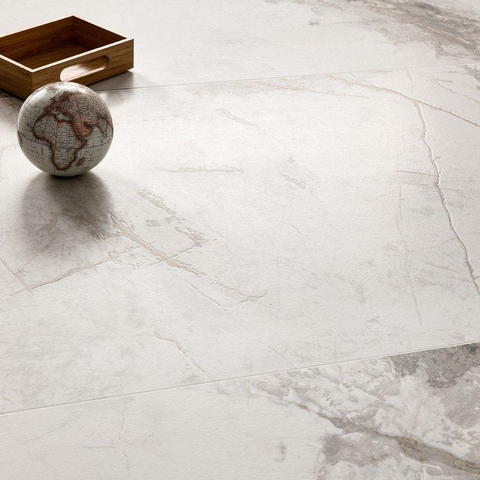 Terravito Bezino carreau mural et de sol - 60x60cm - 10mm - Rectangle - rectifié - Aspect marbre - Blanc Mat SW720415