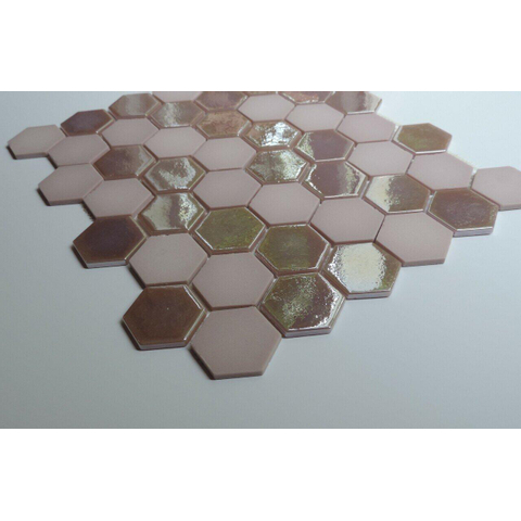 The Mosaic Factory Valencia mozaïektegel - 27.6x32.9cm - wandtegel - Zeshoek/Hexagon - Gerecycled glas Pink mat/glans SW374588