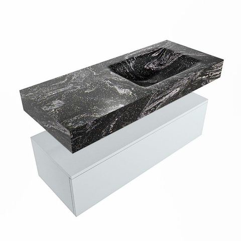 Mondiaz ALAN-DLUX Ensemble de meuble - 110cm - meuble Clay mat - 1 tiroir - Lavabo Cloud Lava suspendu - vasque Droite - 1 trou de robinet SW808689