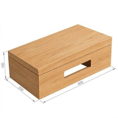 Royal Plaza Terra Planche pour lave-mains - 40x25x10cm - avec porte-serviettes - vasque à poser blanc brillant - robinet de lave-mains chrome - bonde - siphon - sandwood (chêne clair) SW1576328