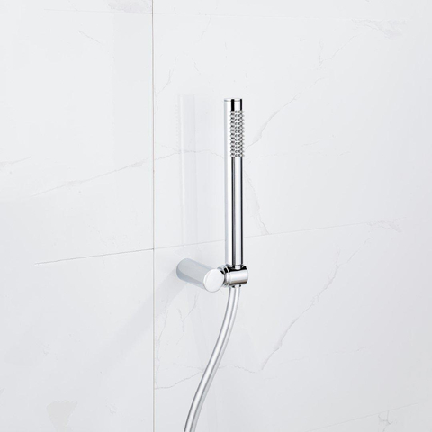 Fortifura Calvi Handdoucheset - 22.5cm - staaf - met houder - gladde slang - 150cm - hoogglans chroom SW798087