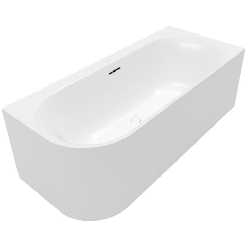 Villeroy & Boch Loop & Friends kunststof - inbouw duobad acryl back to wall oval - 180x80x47cm hoekuitvoerin - Stone White (mat wit) SW762323