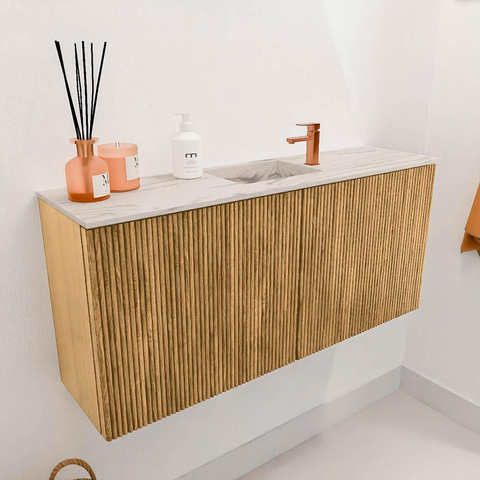 Mondiaz JOYA-DLUX 90cm toiletmeubel - kleur Oak - Wastafel FAYE positie Midden 1 kraangat kleur Nata. SW1424054
