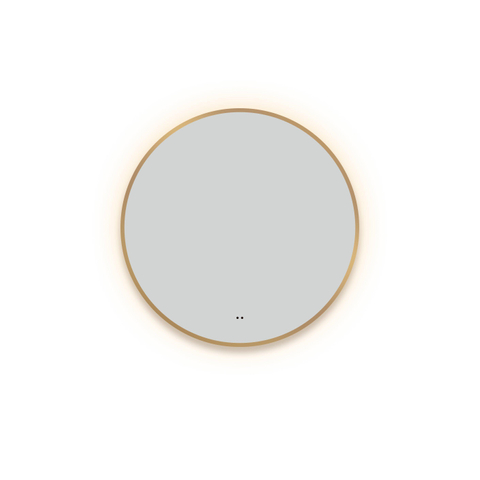 Adema Lonato Badkamerspiegel - rond - diameter 80cm - indirecte LED verlichting - spiegelverwarming - infrarood schakelaar - mat goud - beschadigd - OUTLET UDEN STORE44556