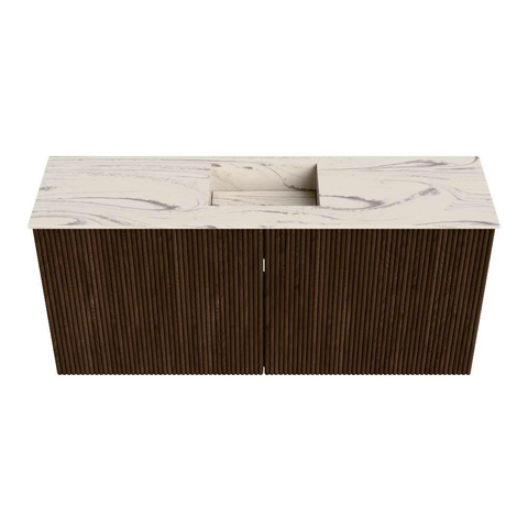 Mondiaz JOYA-DLUX 90cm toiletmeubel - kleur Walnut - Wastafel FAYE positie Midden 1 kraangat kleur Nata. SW1424488