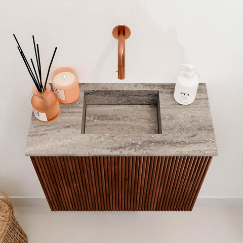 Mondiaz JOYA-DLUX Meuble de toilette 50cm - couleur Ruby - Vasque FAYE position Milieu Sans trou de robinet couleur Oza SW1425490