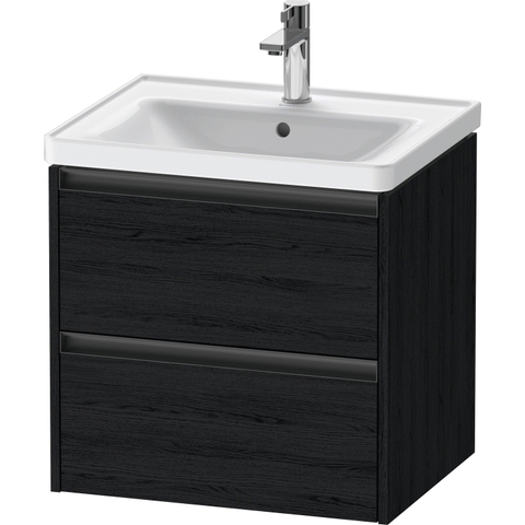 Duravit Ketho.2 Wastafelonderbouwkast - met 2 laden - 58.4x45.5x54.9cm - met grepen antracieteiken - mat zwart eiken (hout) SW772870