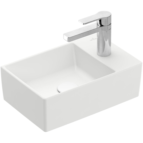 Villeroy & Boch memento 2.0 fontein onderzijde - geslepen - 40x26cm - zonder overloop - 1 kraangat CeramicPlus - Stone White (mat wit) SW358484