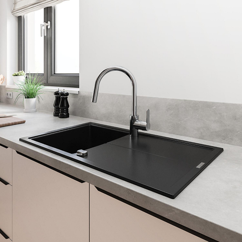 Grohe Get 1-gats Keukenkraan - hoge draaibare uitloop - met handdouche - voorsprong 22.3cm - chroom SW280652