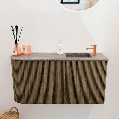 Mondiaz JOYA-DLUX 81.6cm toiletmeubel - ronding links kleur Dusk - Wastafel FAYE positie Rechts 1 kraangat kleur Oza. SW1426006
