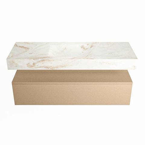 MONDIAZ ALAN - DLUX Badkamermeubelset - 130cm - onderkast - Oro - 1 lade - vrijhangende wastafel - wasbak midden - 1 kraangat - Frappe SW805617