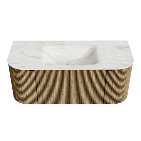 Mondiaz KURVE-DLUX Ensemble meuble de salle de bains - 110x46x40cm - 1 tiroir - 2 portes - vasque solid surface - centre - 1 trou de robinet - Dusk SW1414985