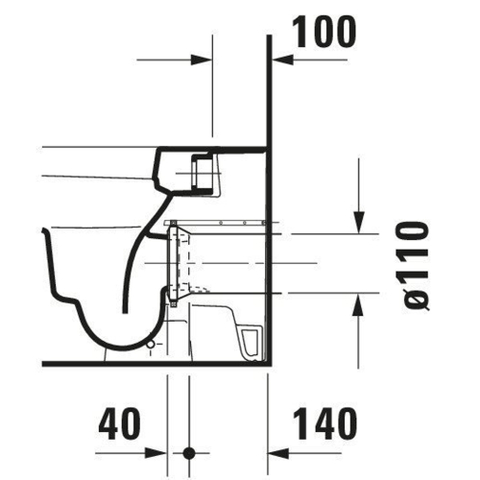 Duravit Happy D.2 Closetpot - diepspoel staand - back-to-wall - 36.5x57cm - inclusief bevestiging afvoer horizontaal - wit SW54349