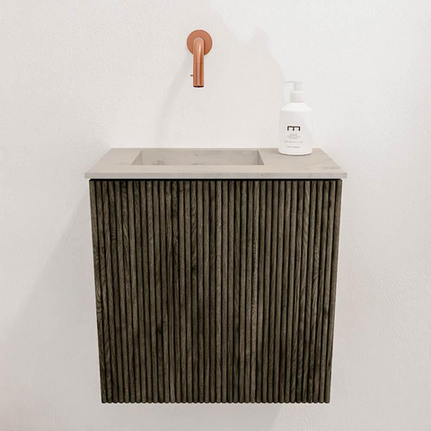 Mondiaz JOYA-DLUX 40cm toiletmeubel - kleur Shadow - Wastafel FAYE positie Links Zonder kraangat kleur Opalo. SW1422923