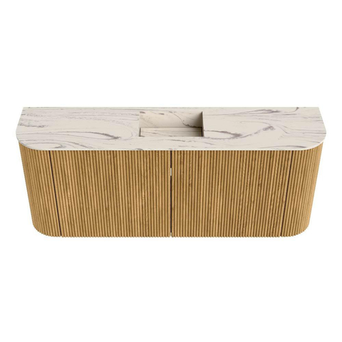 Mondiaz JOYA-DLUX 103.2cm toiletmeubel - ronding links en rechts kleur Oak - Wastafel FAYE positie Midden 1 kraangat kleur Nata. SW1424059