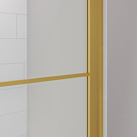 Aqua Vista Triple Paroi latérale - 100x200 cm - incl. barre murale - verre clair - laiton brossé (or) SW736584