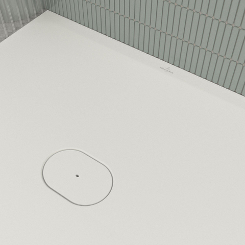 Villeroy & Boch Ecora douchebak - 180x100x4.5cm - afvoer korte zijde - stone white (wit) SW1558890