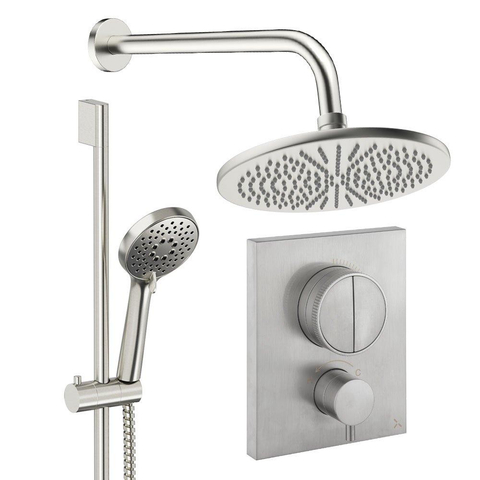Crosswater MPRO inbouw regendoucheset – Ø30 cm hoofddouche – ronde handdouche – 2 hendels – RVS geborsteld SW1472707