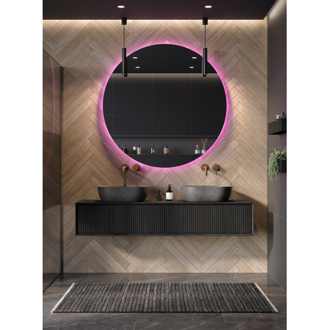 Looox Cm line CM line Miroir - 60cm - rond - avec éclairage LED RGBW SW278343