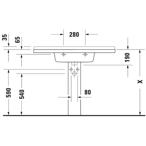 Duravit Starck 3 Wastafel - 105x48.5cm - 1 kraangat overloop - wit 0314048