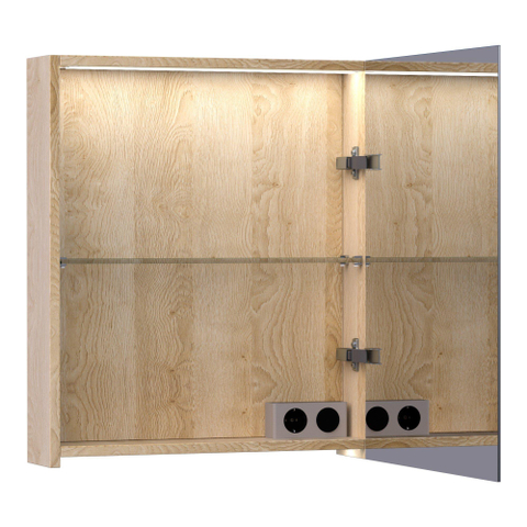 BRAUER Impress Deluxe armoire de toilette - 60x70x15cm - éclairage interne et externe - 1 porte miroir double face à droite Sunlit SW242119